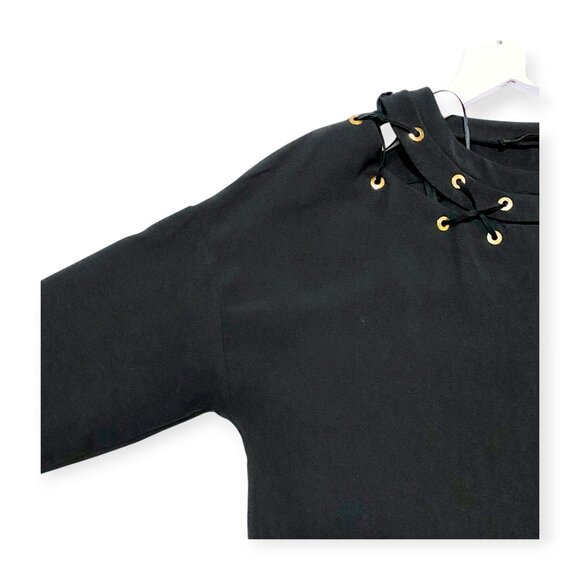 Zara Black Grommet Lace-Up Tunic Dress Size S - Picture 12 of 13
